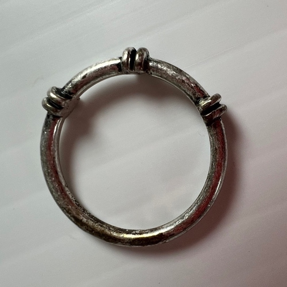 Vintage Silver Tone Triple Knot Band Ring Size 6.5 Minimalist Boho Wrapped Wire